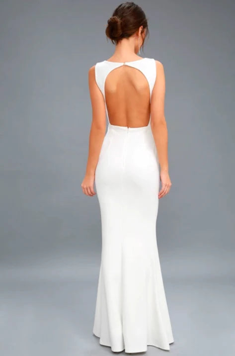White Backless Maxi Dress