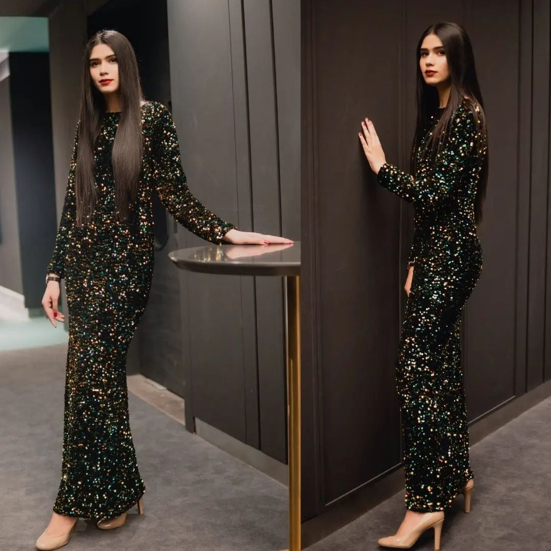 Bold  Glamorous Multicolor Sequins Prom Dress Success