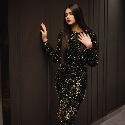 Bold  Glamorous Multicolor Sequins Prom Dress Success