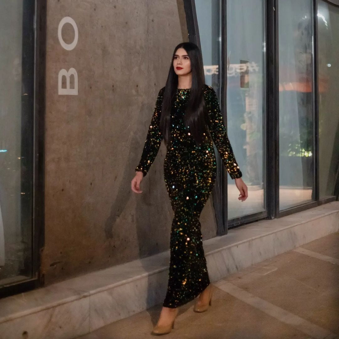 Bold  Glamorous Multicolor Sequins Prom Dress Success