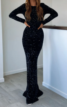 Bold  Belle Lace Up Backless Sequin Mermaid Hem Formal Dress