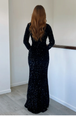 Bold  Belle Lace Up Backless Sequin Mermaid Hem Formal Dress