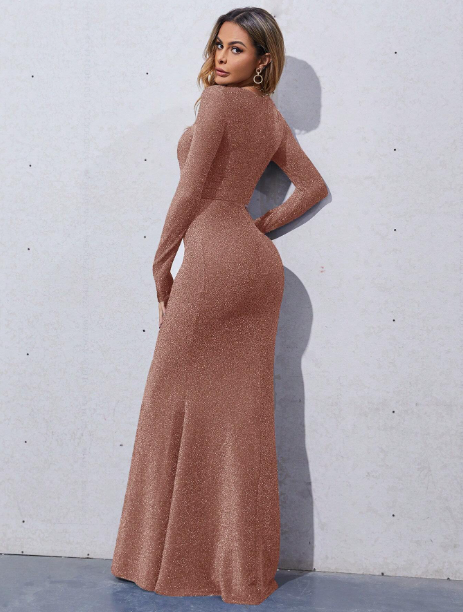 Sweetheart Neck Mermaid Style Glittery Slim Fit Dress