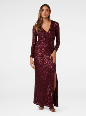 Laurie Petite Sequin Long Sleeve Gown