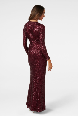 Laurie Petite Sequin Long Sleeve Gown