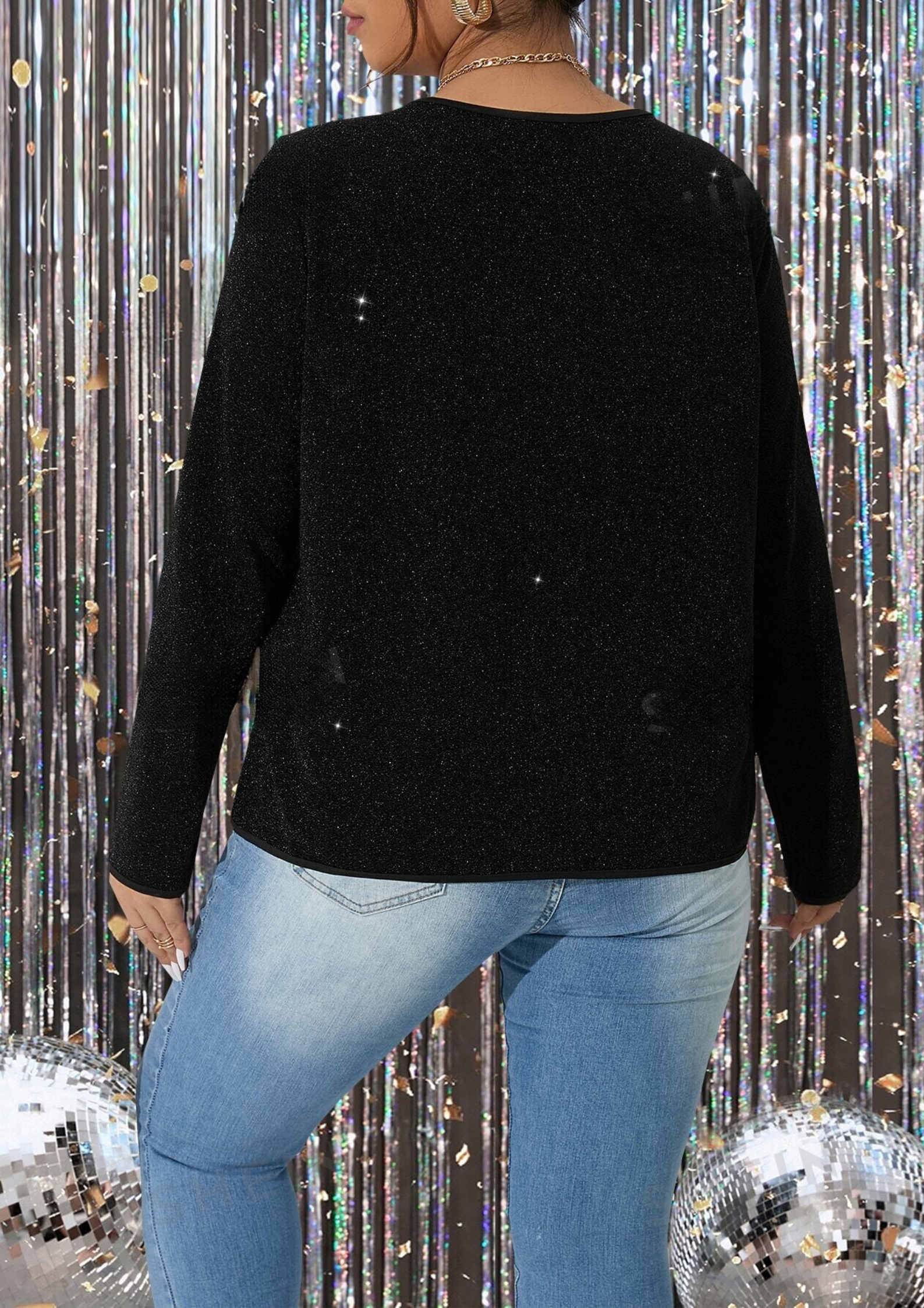 Tie Neck Glitter Top
