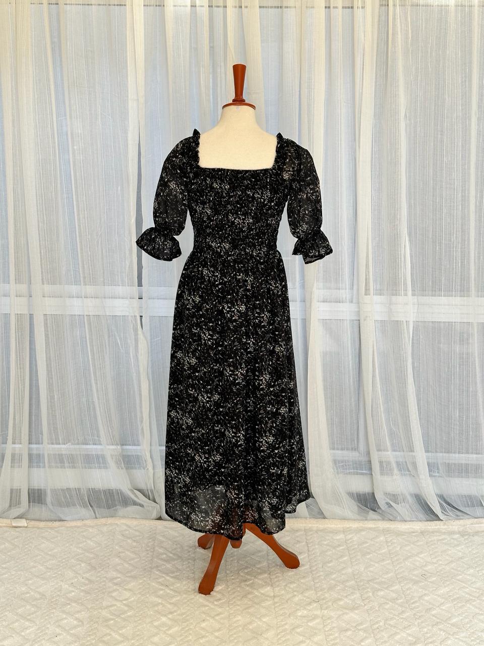 Bold MOD Chiffon Floral Ruffle Hem Dress