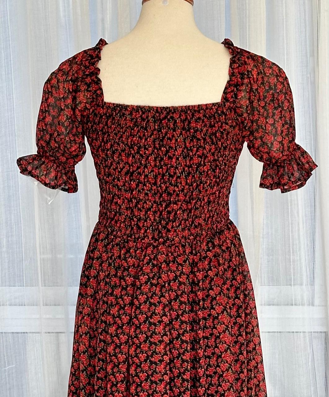 Bold Chiffon Floral Ruffle Hem Dress